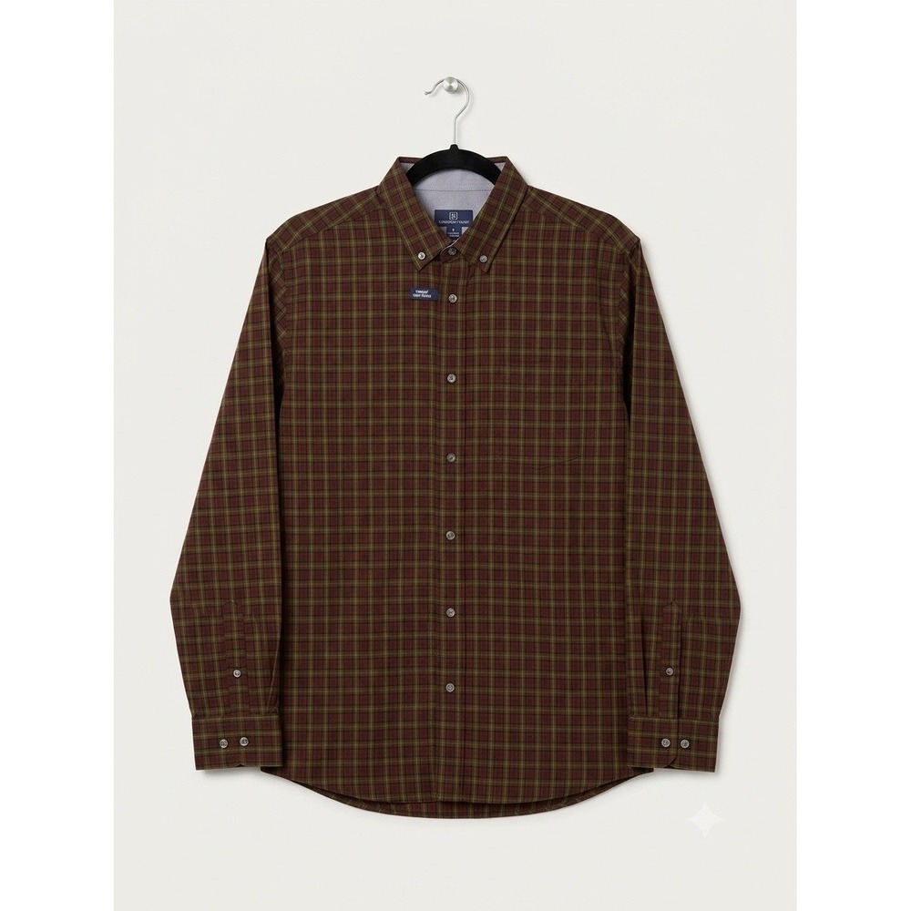 George NWT Classic Fit Button Down Dress Shirt Long Sleeve Stretch Poplin Plaid